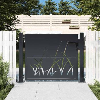 Gartentor Anthrazit 100x75 cm Stahl Gras-Design