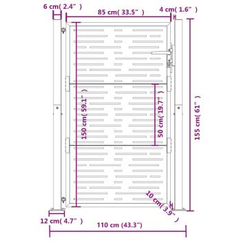 Gartentor Anthrazit 105x155 cm Stahl Quadratisches Design