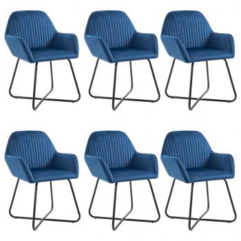 ARDEBO.de - Esszimmerstühle 6 Stk. Blau Samt
