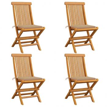 ARDEBO.de - Gartenstühle mit Beige Kissen 4 Stk. Teak Massivholz 
