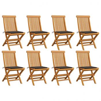 ARDEBO.de - Gartenstühle mit Taupe Kissen 8 Stk. Massivholz Teak