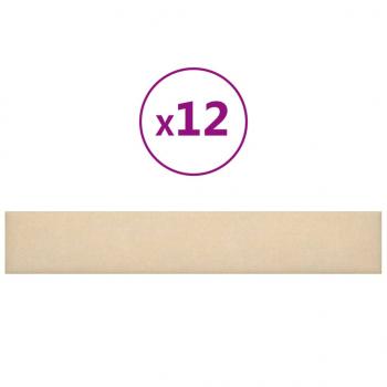 Wandpaneele 12 Stk. Creme 90x15 cm Stoff 1,62 m²