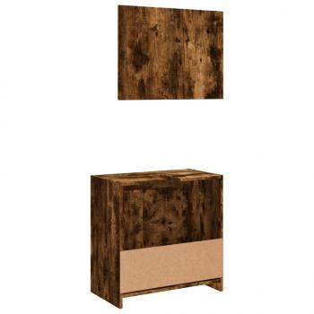 2-tlg. Badmöbel-Set Räuchereiche Holzwerkstoff
