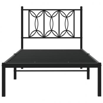 Bettgestell mit Kopfteil Metall Schwarz 90x190 cm