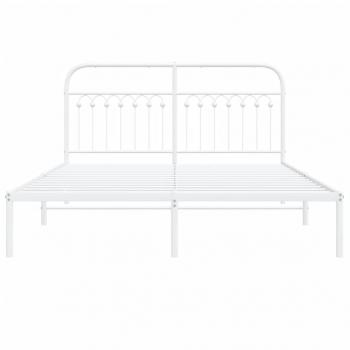 Bettgestell mit Kopfteil Metall Weiß 150x200 cm