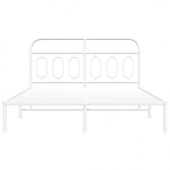 Bettgestell mit Kopfteil Metall Weiß 140x190 cm