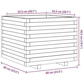 Pflanzkübel Wachsbraun 60x60x49,5 cm Massivholz Kiefer