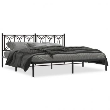 ARDEBO.de - Bettgestell mit Kopfteil Metall Schwarz 193x203 cm