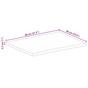 Tischplatte mit Baumkante 80x60x2,5 cm Massivholz Mango