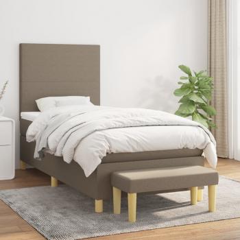 ARDEBO.de - Boxspringbett mit Matratze Taupe 100x200 cm Stoff