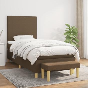 ARDEBO.de - Boxspringbett mit Matratze Dunkelbraun 90x200 cm Stoff
