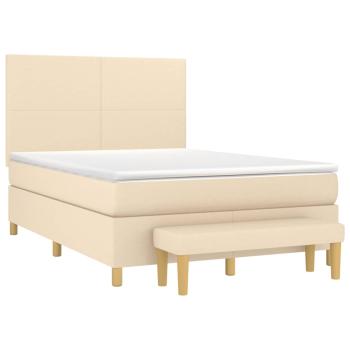Boxspringbett mit Matratze Creme 140x190 cm Stoff