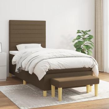 ARDEBO.de - Boxspringbett mit Matratze Dunkelbraun 80x200 cm Stoff