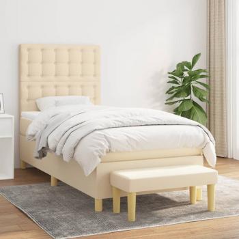 ARDEBO.de - Boxspringbett mit Matratze Creme 80x200 cm Stoff