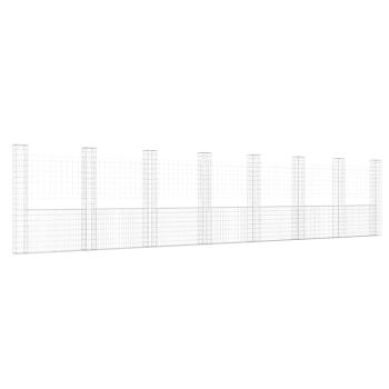 Gabionenkorb U-Form mit 8 Säulen Eisen 860x20x200 cm