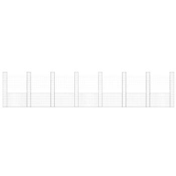Gabionenkorb U-Form mit 8 Säulen Eisen 860x20x200 cm