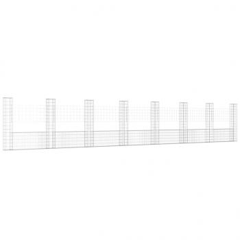 Gabionenkorb U-Form mit 8 Säulen Eisen 860x20x150 cm