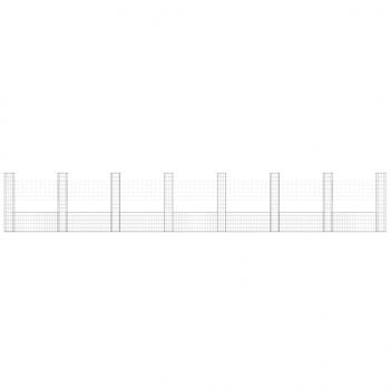 Gabionenkorb U-Form mit 8 Säulen Eisen 860x20x150 cm