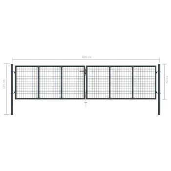 Mesh-Gartentor Verzinkter Stahl 400 x 125 cm Grau