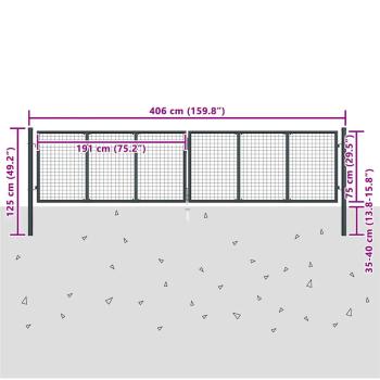 Mesh-Gartentor Verzinkter Stahl 400 x 125 cm Grau