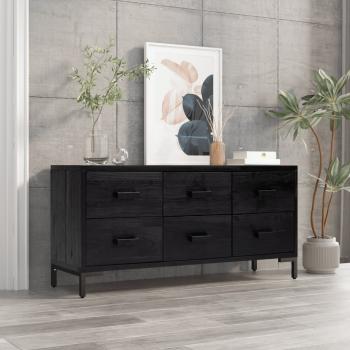 ARDEBO.de - Kommode Schwarz 110x30x45 cm Massivholz Kiefer