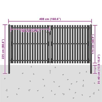 Gartentor Stahl 4x2,25 m Anthrazit