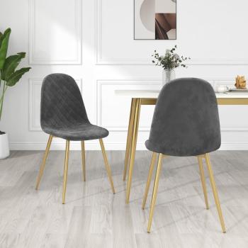 ARDEBO.de - Esszimmerstühle 2 Stk. Dunkelgrau Samt