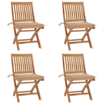 ARDEBO.de - Klappbare Gartenstühle mit Kissen 4 Stk. Massivholz Teak
