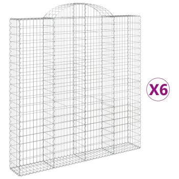 Gabionen mit Hochbogen 6 Stk. 200x30x200/220cm Verzinktes Eisen