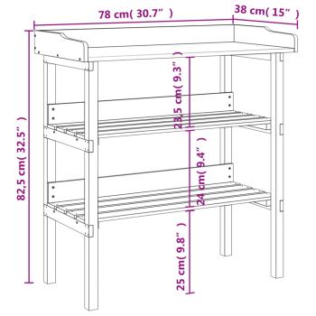 Pflanztisch mit Ablagen Grau 78x38x82,5 cm Massivholz Tanne