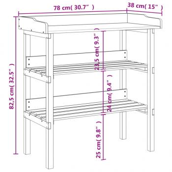 Pflanztisch mit Ablagen Grau 78x38x82,5 cm Massivholz Tanne
