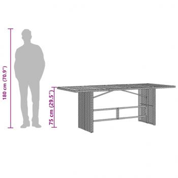 Gartentisch mit Akazienholz-Platte Grau 190x80x75cm Poly Rattan