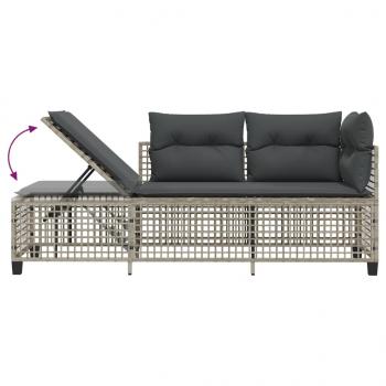 3-tlg. Garten-Ecksofa-Set mit Kissen Hellgrau Poly Rattan