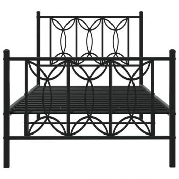 Bettgestell mit Kopf- und Fußteil Metall Schwarz 90x190 cm
