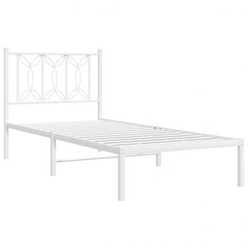 Bettgestell mit Kopfteil Metall Weiß 75x190 cm