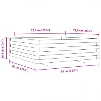 Pflanzkübel Wachsbraun 80x80x26,5 cm Massivholz Kiefer