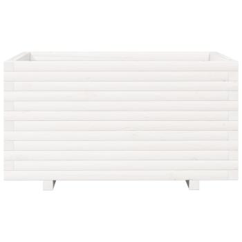 Pflanzkübel Weiß 90x60x49,5 cm Massivholz Kiefer