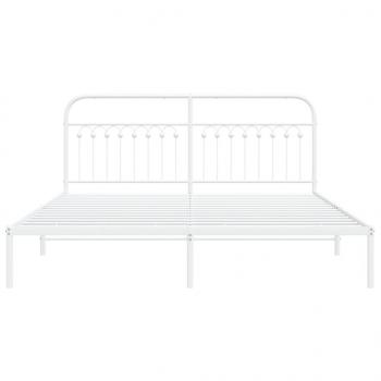 Bettgestell mit Kopfteil Metall Weiß 183x213 cm