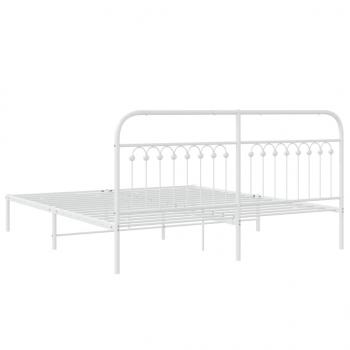 Bettgestell mit Kopfteil Metall Weiß 183x213 cm