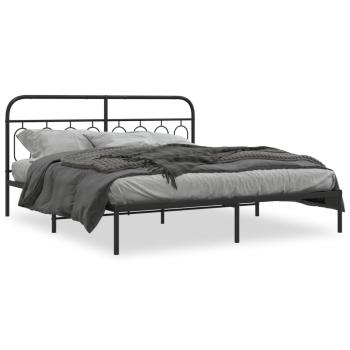 ARDEBO.de - Bettgestell mit Kopfteil Metall Schwarz 180x200 cm