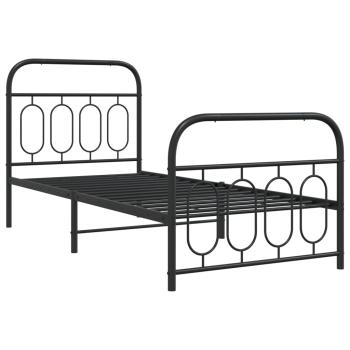 ARDEBO.de - Bettgestell mit Kopf- und Fußteil Metall Schwarz 90x200 cm