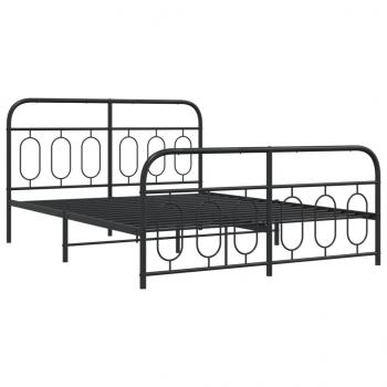 Bettgestell mit Kopf- und Fußteil Metall Schwarz 140x190 cm