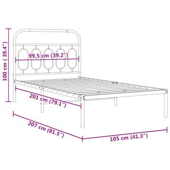 Bettgestell mit Kopfteil Metall Weiß 100x200 cm
