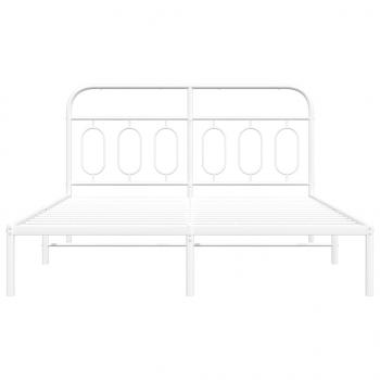 Bettgestell mit Kopfteil Metall Weiß 150x200 cm