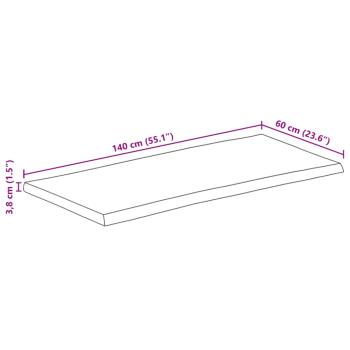 Tischplatte mit Baumkante 140x60x3,8 cm Massivholz Mango