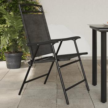 ARDEBO.de - Klappbare Gartenstühle 2 Stk. Graumeliert Stahl und Textilene