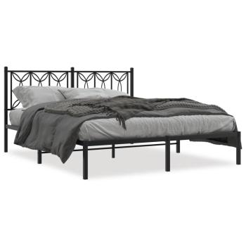 ARDEBO.de - Bettgestell mit Kopfteil Metall Schwarz 160x200 cm