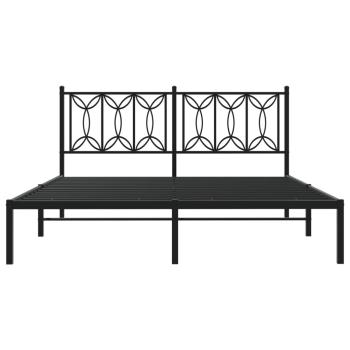 Bettgestell mit Kopfteil Metall Schwarz 160x200 cm