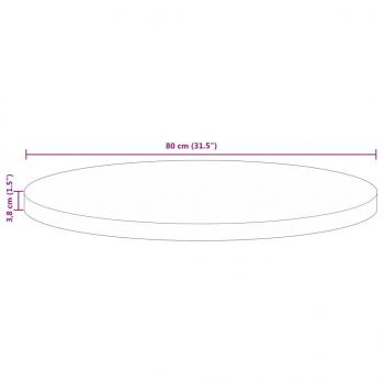 Tischplatte Ø 80x3,8 cm Rund Altholz Massiv