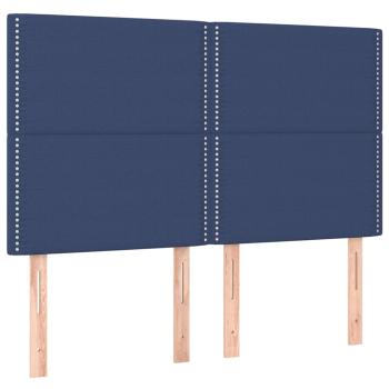 Boxspringbett mit Matratze Blau 140x190 cm Stoff